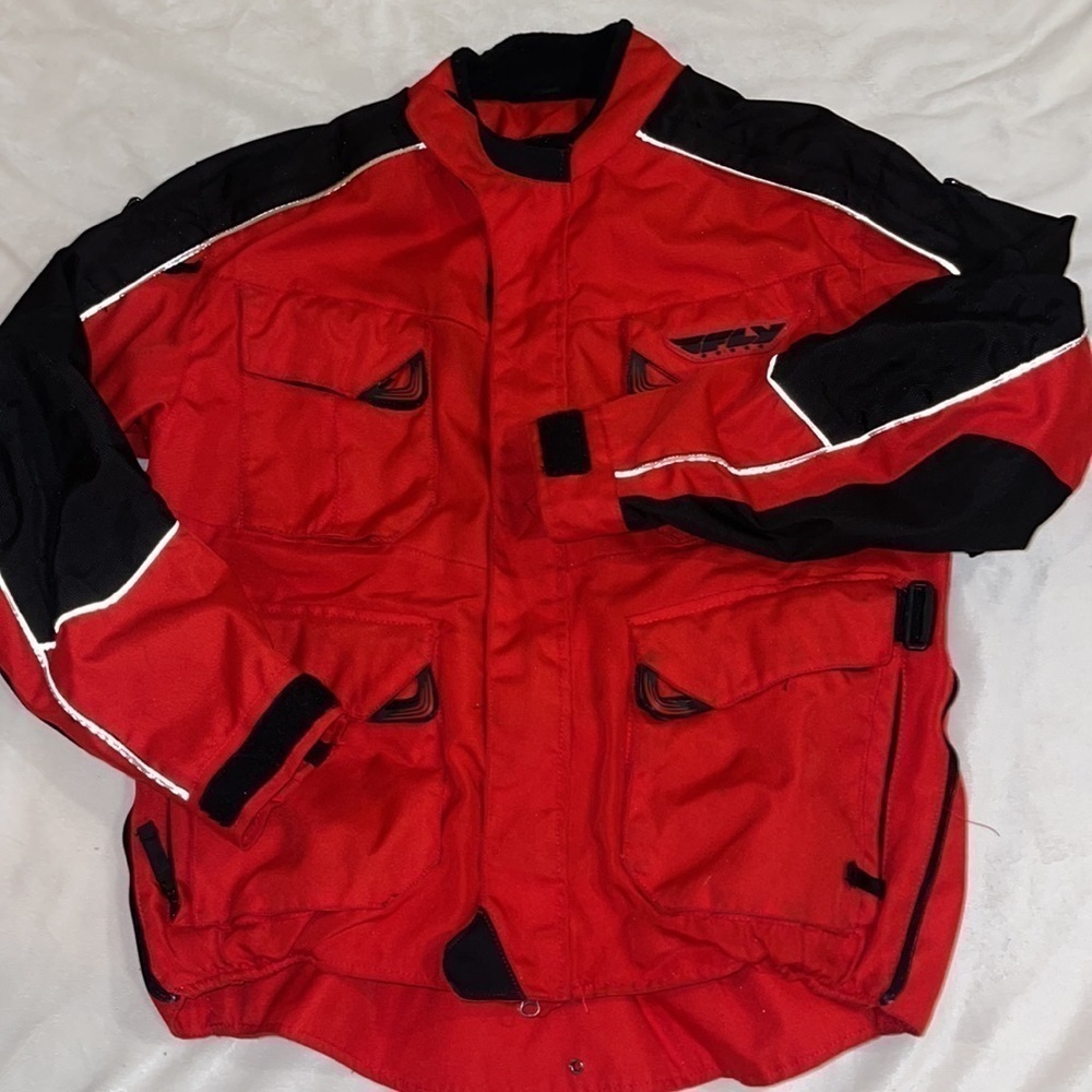 Fly Racing Trekker Textile Red Black Armored Touring Jacket Coat Motorcy…